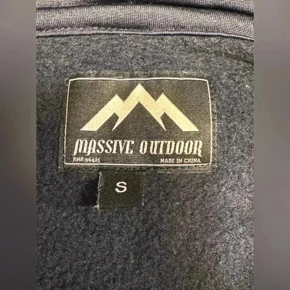 Massive Outdoors Fleece Hoodie Size Small  Orange And Blue Color Block 1/4 Zip - Picture 3 of 8